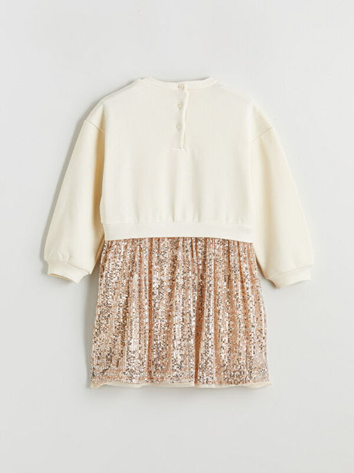 Bisiklet Yaka Payetli K?z ?ocuk Elbise