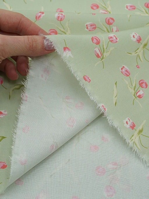 Штапель Премиум (Digital) Весеннее чувство цв.фисташковый, ш.1.45м, вискоза-100%, 120гр/м.кв - Купава фото 4