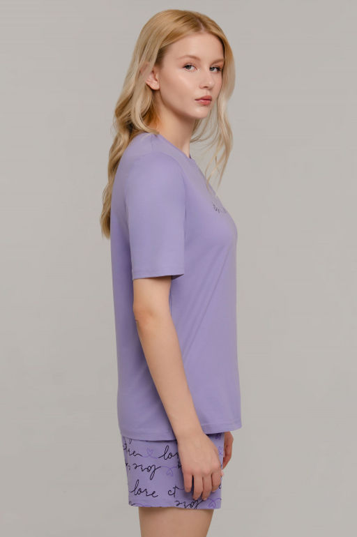 Арт. 9139 Пижама с шортами 42-50 (5 шт) Цвет:верх-сиреневый,низ-сиреневый - Калинка фото 6