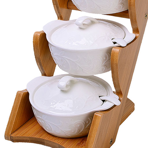 12125 Баночки для продуктов 7пр 200 мл фарфор/дерево LR (х12) - Mayer&boch фото 2