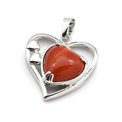Подвеска в виде сердца 27*29мм с яшмой красной