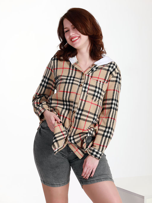 Рубашка с капюшоном бежевая - Almond фото 5