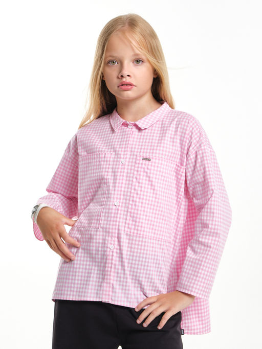 Рубашка в клетку для девочки UD 7956 роз.клетка - Mini maxi фото 5