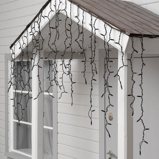 Гирлянда «Бахрома» 3×0.9 м, IP65, УМС, тёмная нить каучук, 144 LED, свечение синее, 220 В