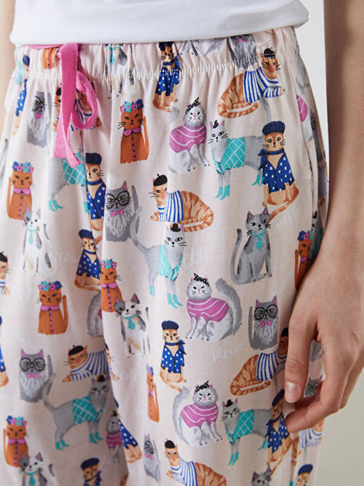 Beli Lastikli Desenli Kad?n Pijama Alt?