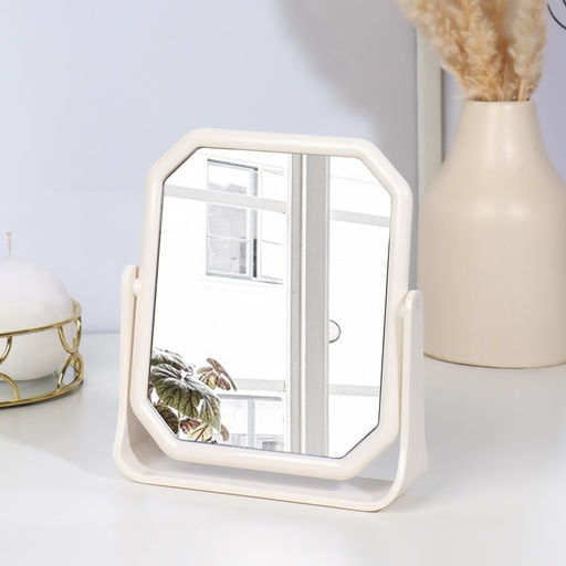 Зеркало на подставке, двустороннее, зеркальная поверхность 13,5 16 см, цвет белый - Queen fair фото 2