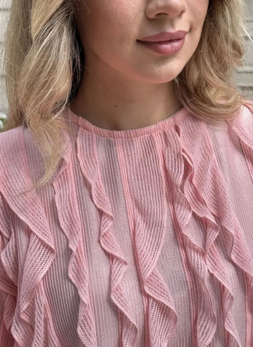 K13520 Лонгслив с рюшами РОЗОВЫЙ