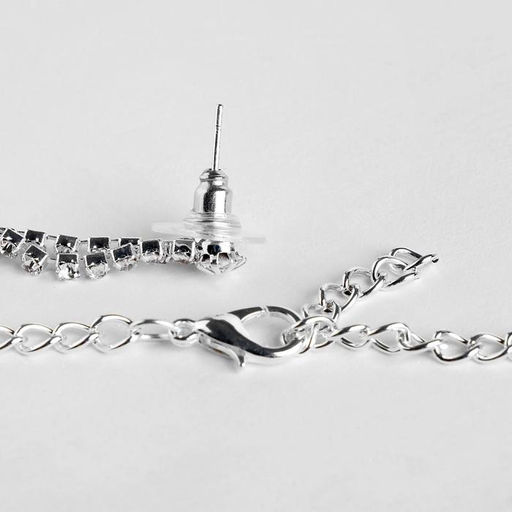 Набор 2 предмета: серьги, колье «Листопад» капли, белый в серебре, 45 см