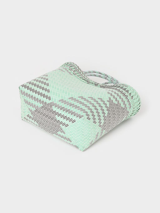 Сумка плетёная, 30×15×35 см, пластик, бирюзовая с чёрным