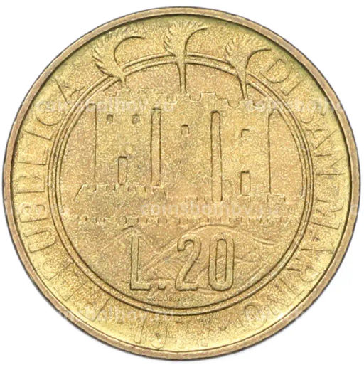Монета 20 лир 1977 года Сан-Марино