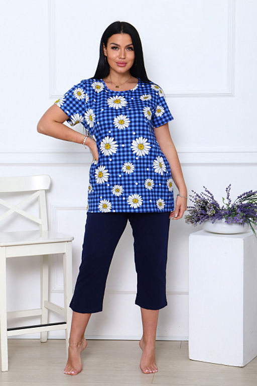 Костюм с бриджами, синий клетка (891-3) - Плиона фото 2