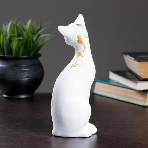 Фигура керамика «Кошка ушастая», 7×8×20 см, белая