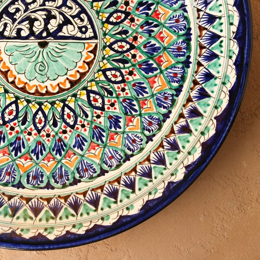 Ляган узбекский Риштанская керамика «Узоры» для плова, d=42 см, синий МИКС