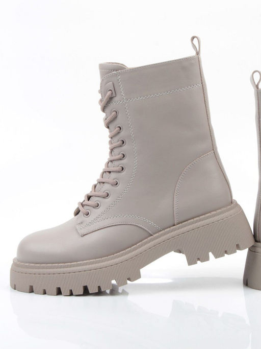 04-PAM439-2Z GRAY/BEIGE Ботинки зимние женские (натуральная кожа, 100% шерсть)