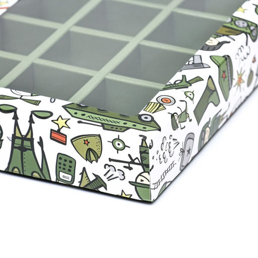 Цена за 2 шт. Коробка для 12 конфет 23 Февраля 19?15?3.6 см