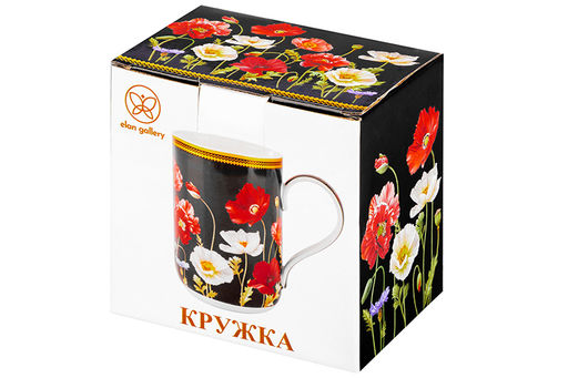 Кружка 400 мл 11,5*7,5*10,5 cм Маки на черном NEW BONE CHINA - Elan gallery фото 8