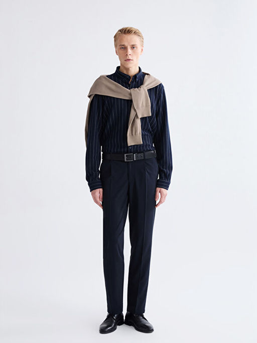 Regular Fit Uzun Kollu ?izgili Erkek G?mlek