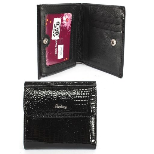 Кошелек женский натуральная кожа Henghuang-AE 209, 4отд, 6карм, черный SALE 250231