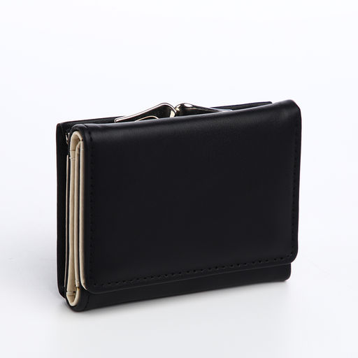 Кошелёк женский на кнопке, 10.5×3×8.5 см, однотонный, чёрный