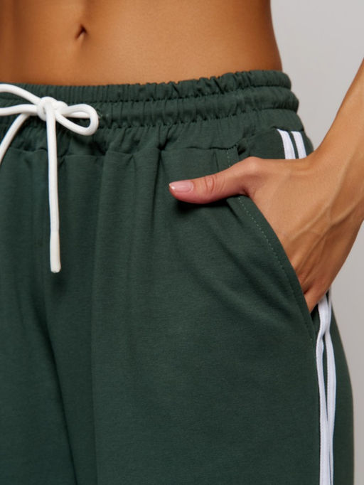 338 Брюки женские с лампасами, темно-зеленый - Knitka wear фото 7