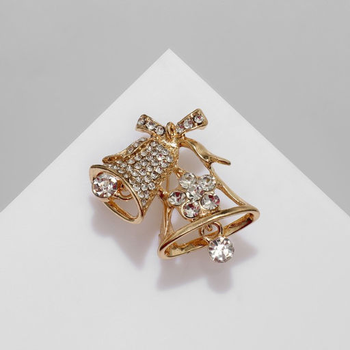 Брошь «Колокольчики», белая в золоте