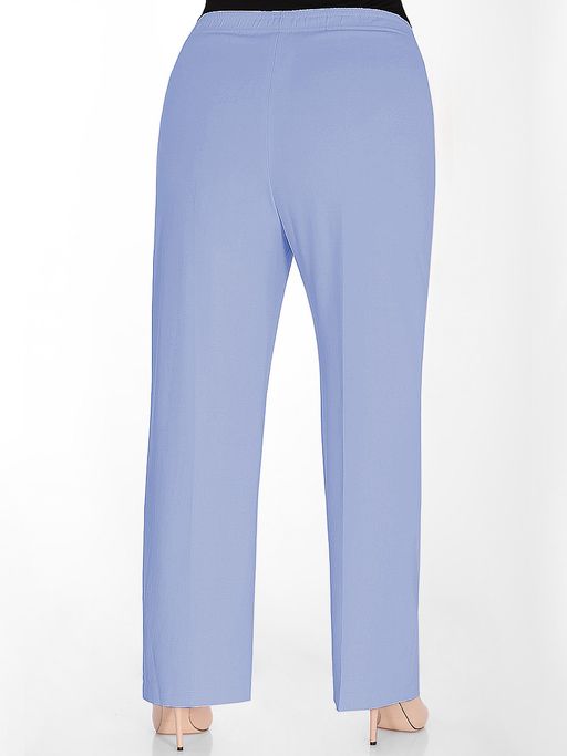 Брюки голубые летние на резинке из льна - Almond фото 3