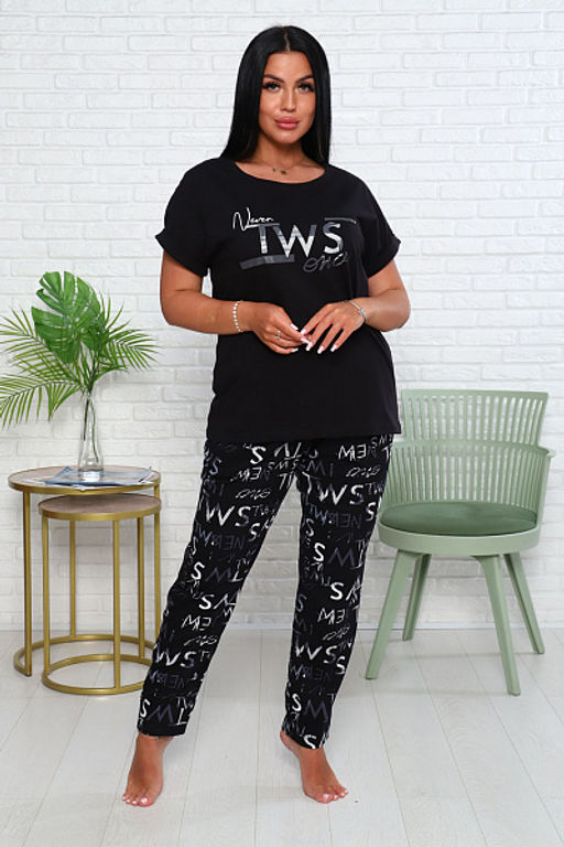 Костюм с брюками чинос, принт, черный (911-1) - Плиона фото 4