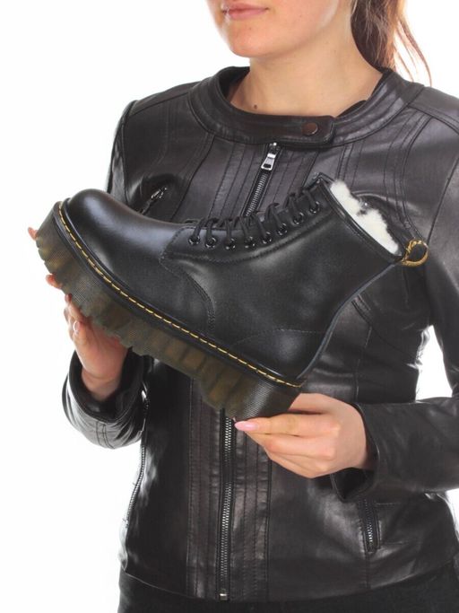 04-MB6022-1 BLACK Ботинки зимние женские (натуральная кожа, натуральный мех) - Фабричный китай фото 4