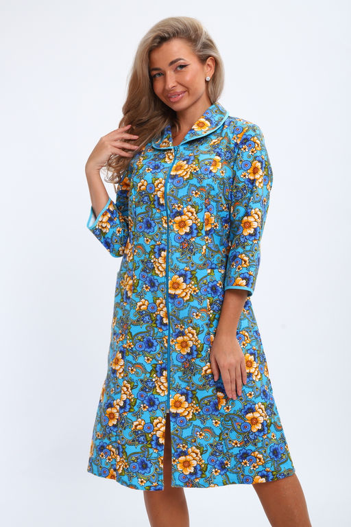 Халат женский из фланели Маша цветы