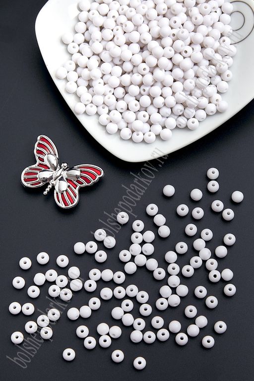 Бусинки пластиковые 6 мм*500 гр (SF-2507) белый №20