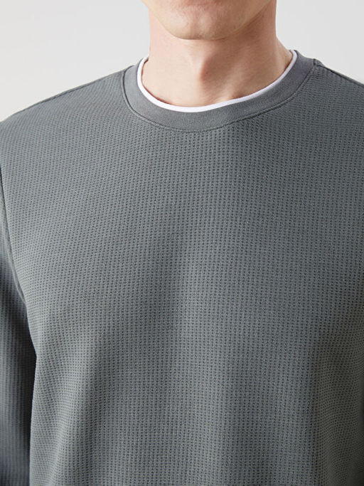 Bisiklet Yaka Uzun Kollu Erkek Sweatshirt