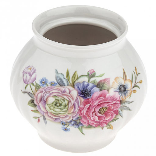 Сахарница фарфоровая "Розы 3D" 750мл, д13см, h12см, форма "Белый лебедь" (Россия)