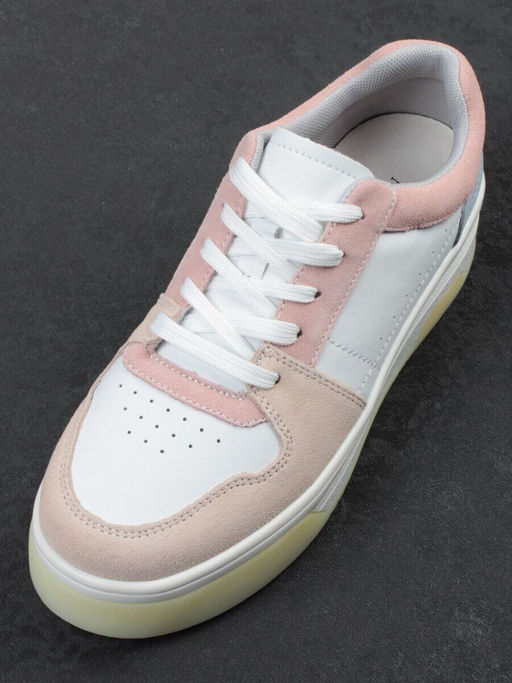 03-YG453-1 WHITE/PINK/BEIGE/LT. BLUE Кроссовки женские (натуральная кожа)