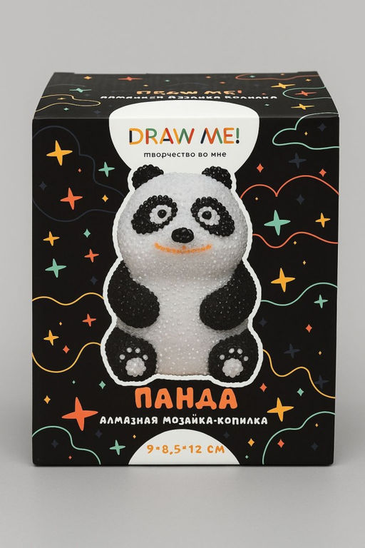 Алмазная мозаика на копилке (нижняя загрузка) Draw Me! Panda, (9*8.5*12 см)