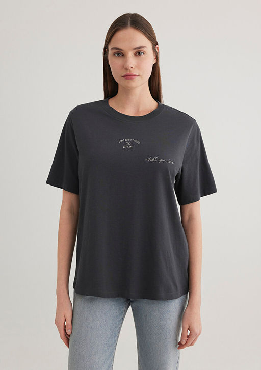 Bask?l? Antrasit Tisort - Mavi фото 3