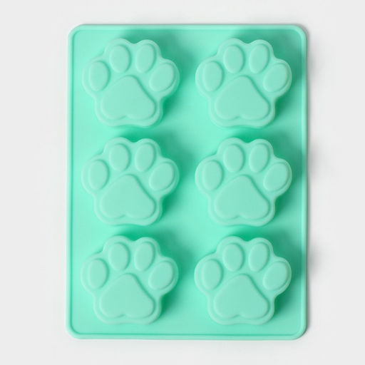 Форма для выпечки Доляна «Животные.Лапка», силикон, 18×13.8 см, 6 ячеек (5×5.4 см), бирюзовая