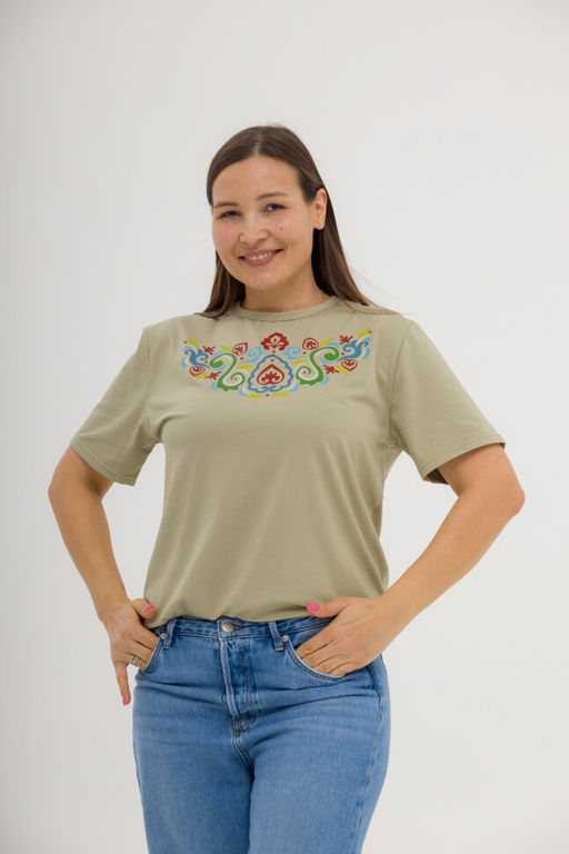 178 Футболка с орнаментом Татария, фисташка - Knitka wear фото 2