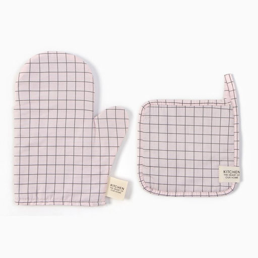 Набор кух. Этель Клетка: варежка 20х28 см, прихватка 19х19 см, 80% хл, 20% пэ  фото 2