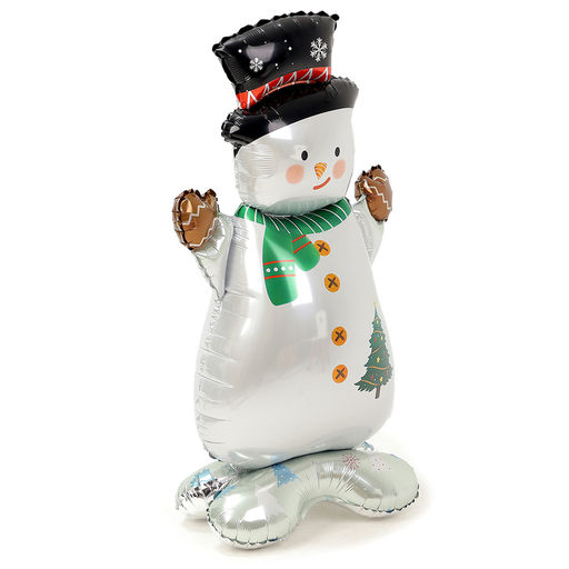 Шар воздушный фольгированный 48" «Снеговик в шляпе», на подставке