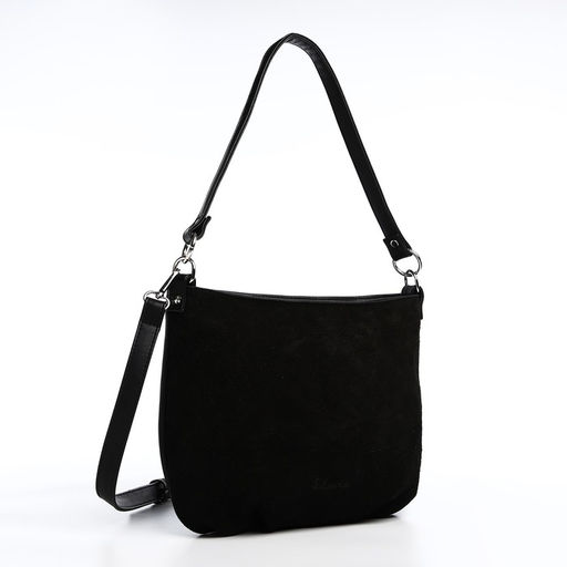 Сумка замшевая кросс-боди на молнии, цвет чёрный - Simaland фото 3