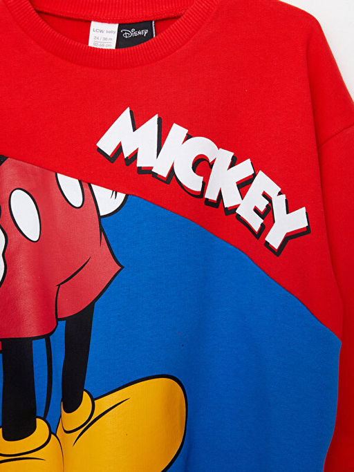 Bisiklet Yaka Uzun Kollu Mickey Mouse Bask?l? Erkek Bebek Sweatshirt - Waikiki фото 3