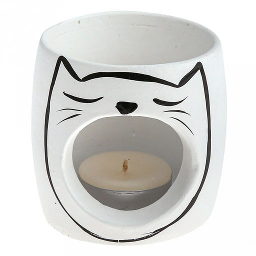 Подсвечник для чайной свечи "Мурзик-2" д7см, h8см, гипс, малый, без чайной свечи, с росписью (Россия)