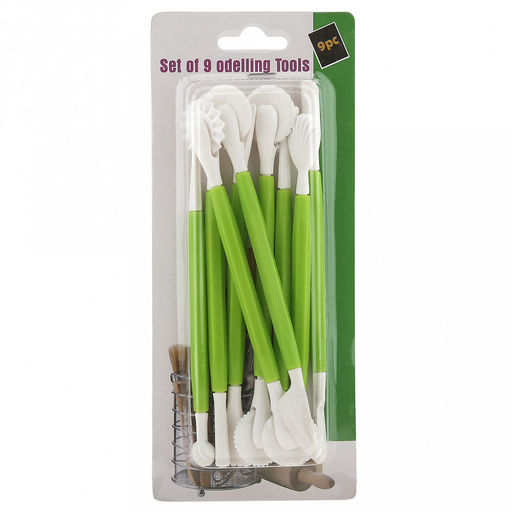 Инструмент для моделирования кондитерских украшений Модельер 9 предметов, 15-16,7см, двухсторонние наконечники, пластик, цвета микс, в блистере (Китай)