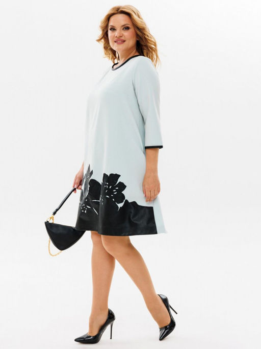 Платье с аппликацией из экокожи А-силуэта - Almond фото 6