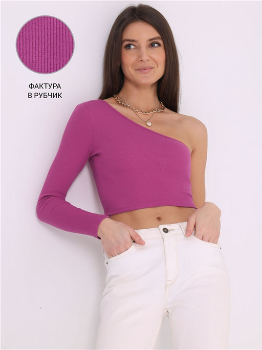 Топ Апрель из хлопка с лайкрой темно-розовый  фото 4