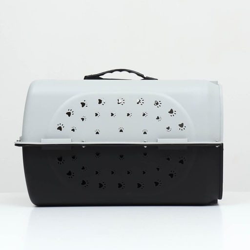 Переноска для животных пластиковая с металлической дверью 47 х 30 х 35 см, вес до 12 кг, серая 934 - Пижон фото 3