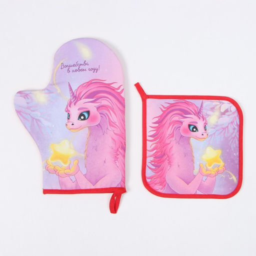 Набор кух. Этель Волшебства: прихватка 19х19 см, варежка-прихватка 20х28 см, 100% хл  фото 2