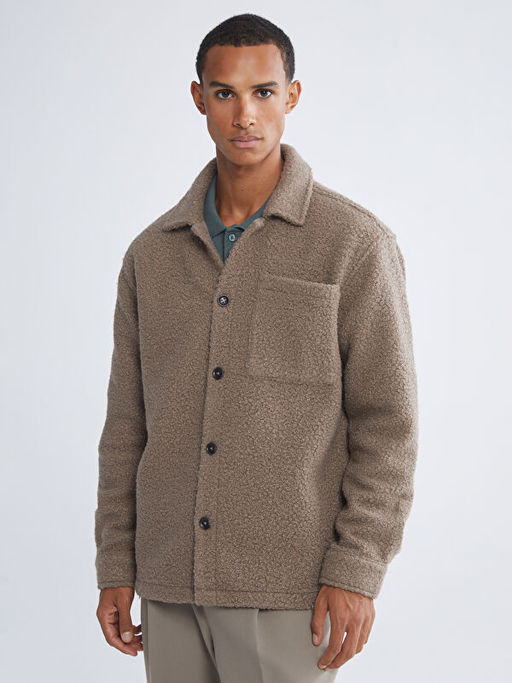 Regular Fit Uzun Kollu Pel?? Erkek G?mlek Ceket