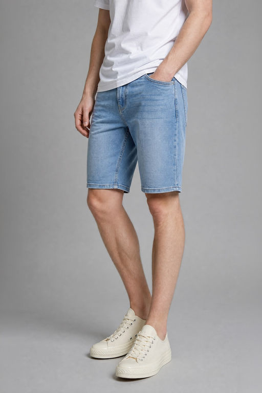 Regular Fit Pamuklu Jean Bermuda _ort - Defacto фото 4