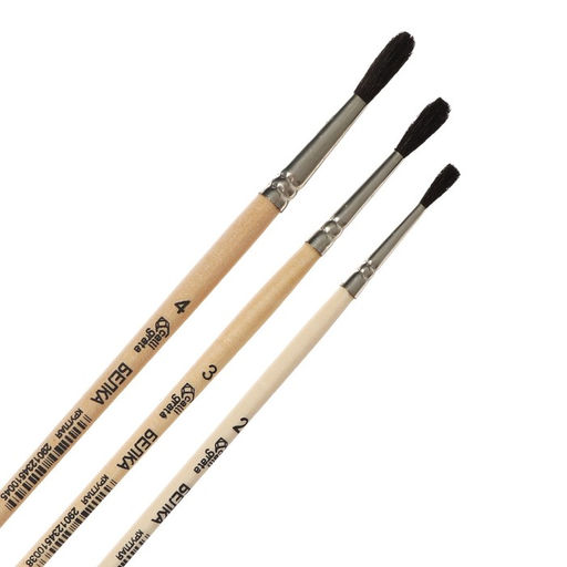 Цена за 2 шт. Набор кистей для рисования, белка, 3 штуки: №: 2, 3, 4, Calligrata, круглые, деревянная ручка, в пакете